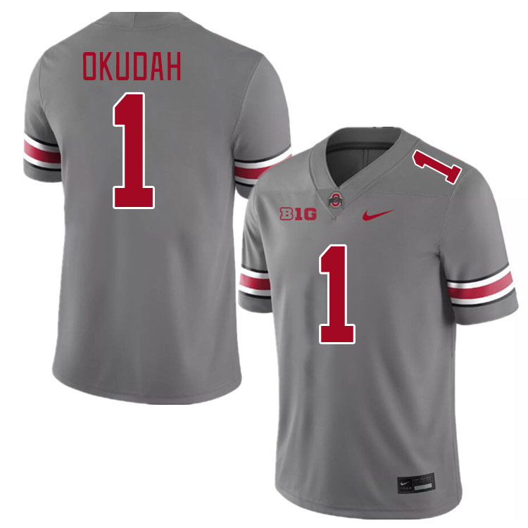 #1 Jeff Okudah Ohio State Buckeyes Jerseys Football Stitched-Grey